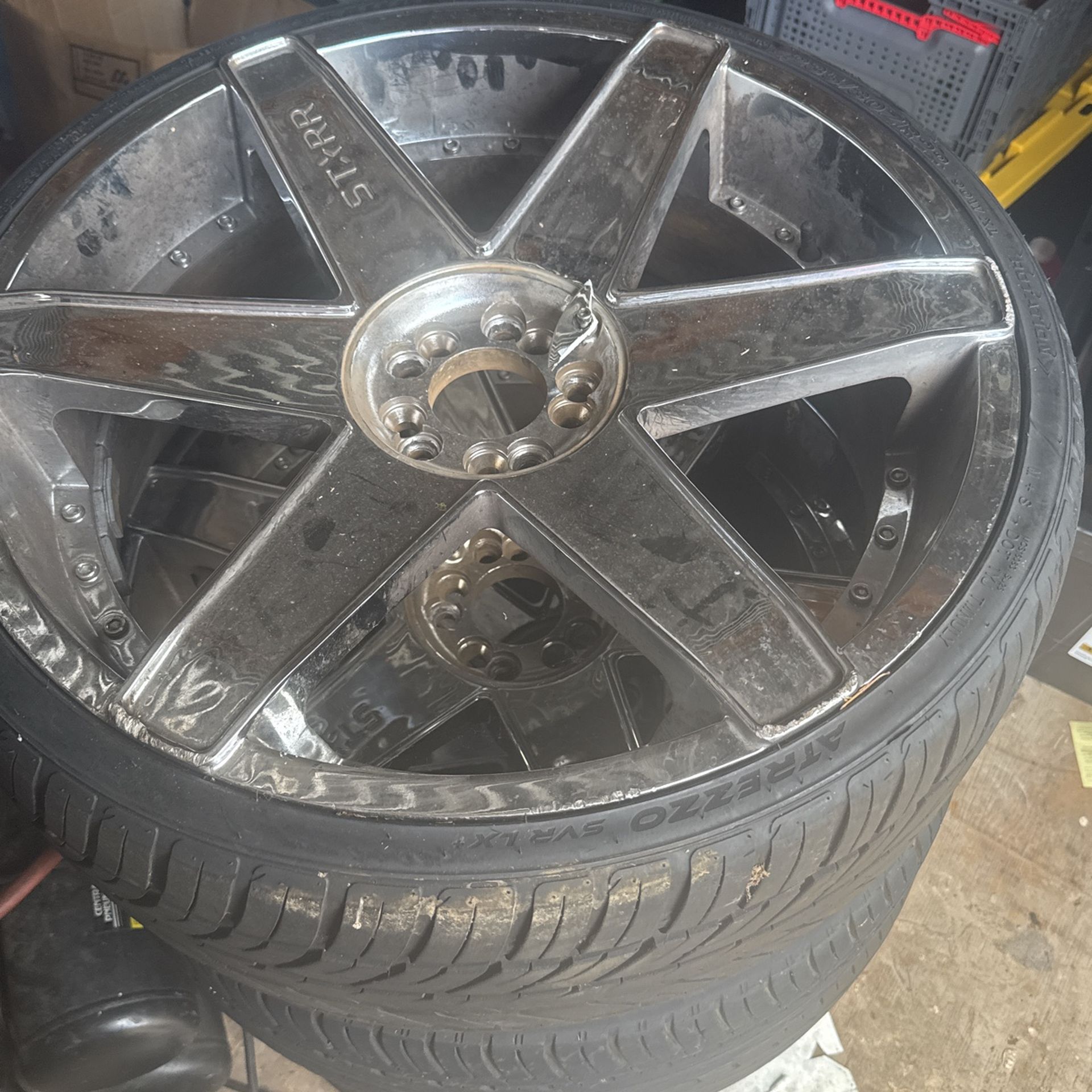 Set Of 4 Chrome 22’ Rims With Tires
