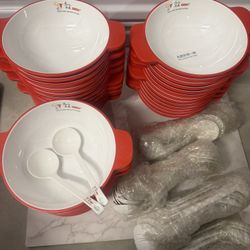 Commercial Restaurant Asian Noodle Soup Bowls With Spoons – 35 Piece Set