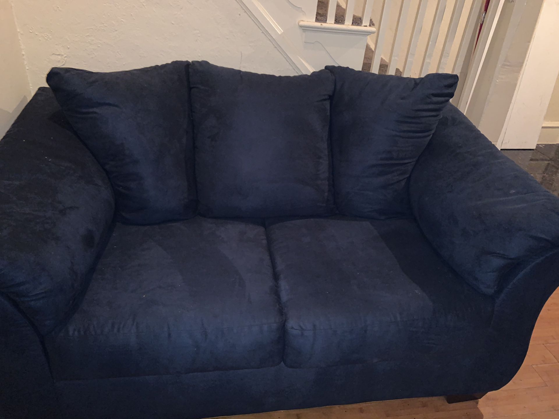 Navy Blue Love seat and Sofa
