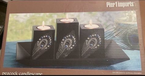 Peacock Tea Light candles and tray-BRAND NEW