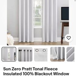 Sun Zero Pratt Tonal Fleece Insulated 100% Blackout Window Panel 2-panels 63"L
