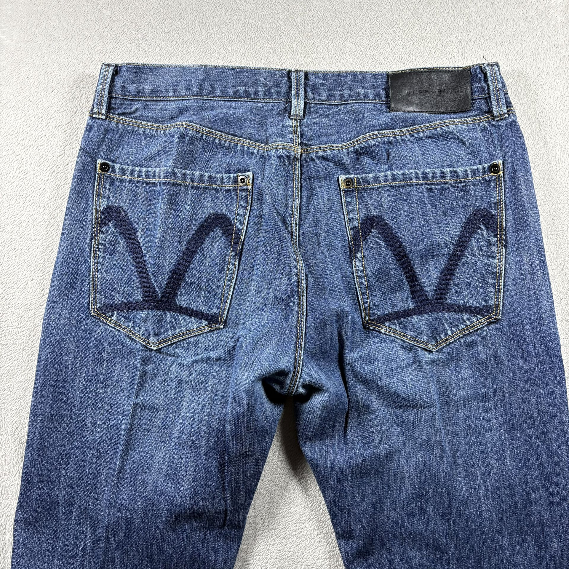 Vintage Sean John Men’s 32x30 Blue Baggy Jeans Embroidered Wide Leg Y2K #2372