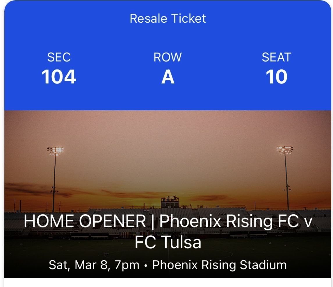 Single Front Row Phoenix Rising Ticket
