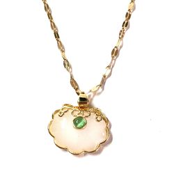 White Jade Gold Plated Pendant Necklace 
