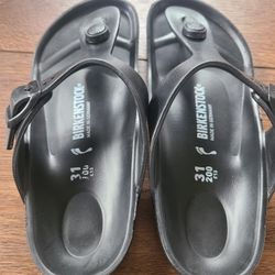 Birkenstock Gizeh Natural Leather Black Sz C13 or 31 NWOT