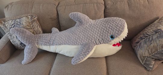 Large grey shark plush
