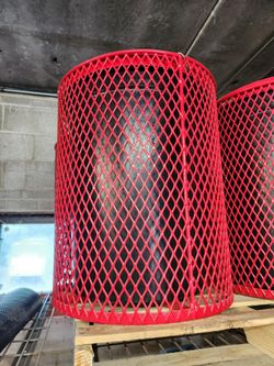 Thermoplastic Trash Can - 32 Gallon, Funnel Lid