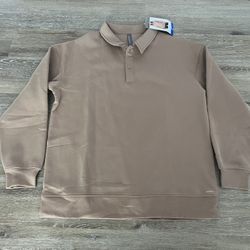 Mondetta Women's Collared Fleece Pullover Natural Size L  