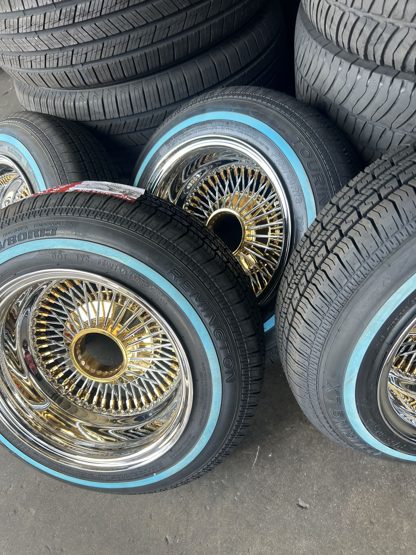 13x7 Chrome And Gold PLATED Wire Wheels