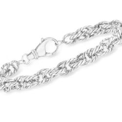 Ross-Simons Sterling Silver Textured Rope Bracelet 