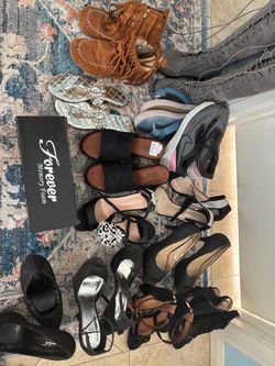 $20 for 16 pair bundle of women’s shoes,Nike running, heels, boots, sandals size 8