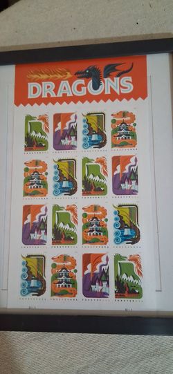 Full sheet of 16 2018 USPS Dragons Forever stamps