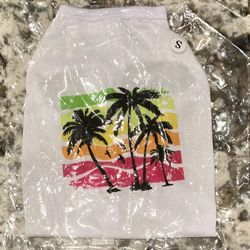 NEW  CTropicalTheme Palm Trees and Birds Cute Shirt for Small Dog