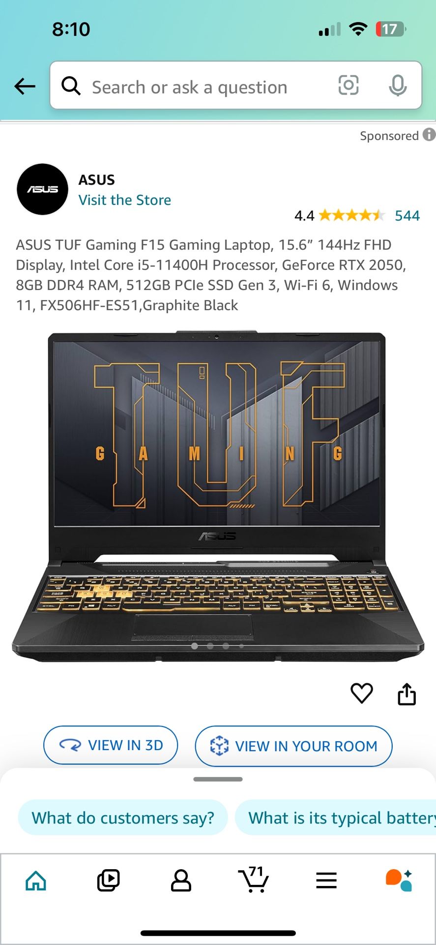 Asus Tuf Gaming Laptop Nvidia
