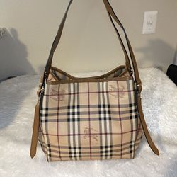 Burberry Canterbury Tote Haymarket Coated Canvas Shoulder Bag 
