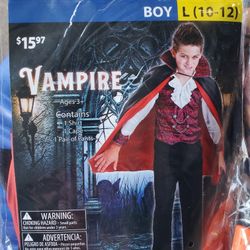 Kids Vampire Costume Sz 10-12 - Like New