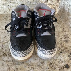 Jordan 3 Retro Black Cement - Black Fire Red Cement Grey-Size 7Y