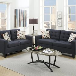 Brand New Black Faux Leather Or Linen 2PCS Set