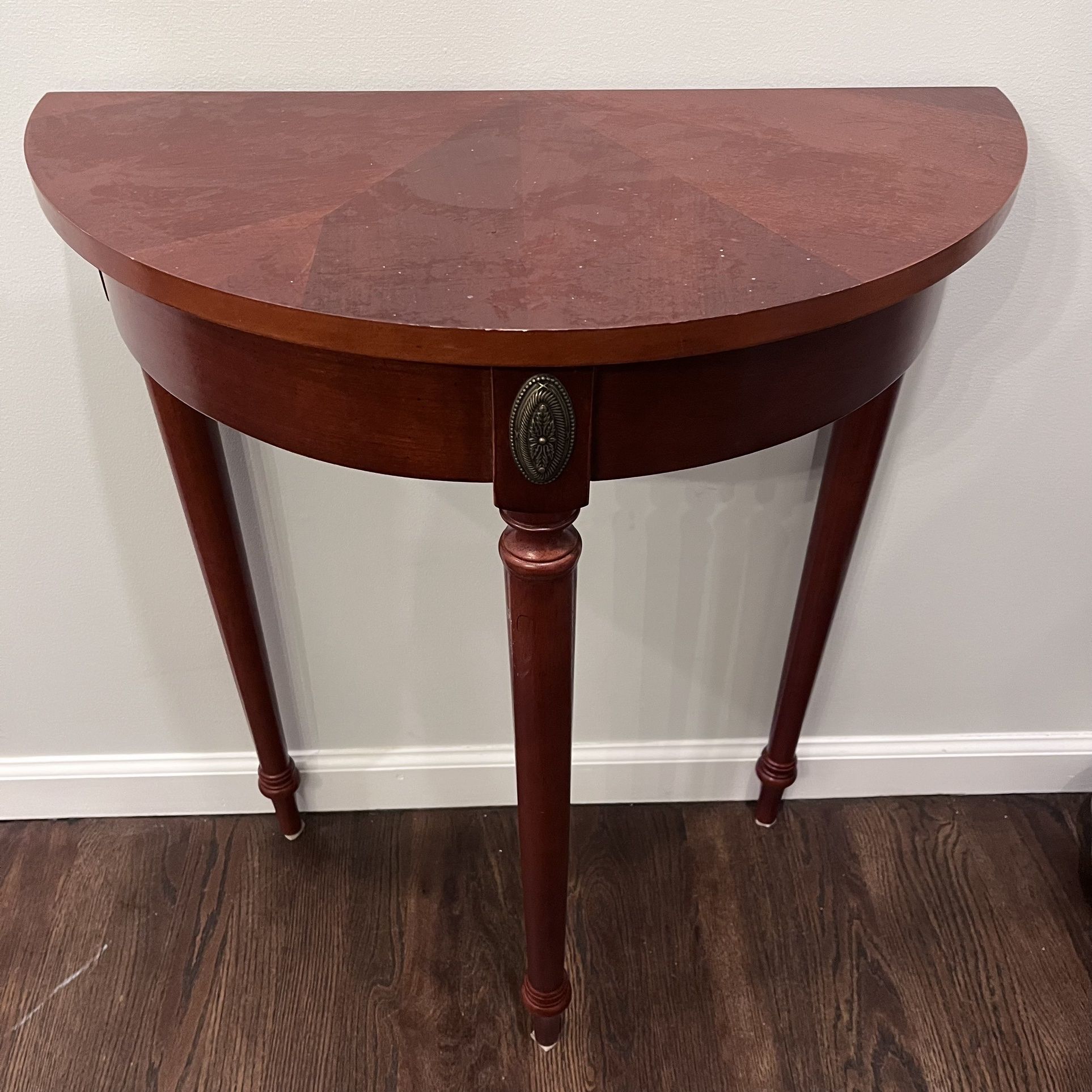 Bombay Furniture Mahogany Wood Console Entry Hall Table Half Moon Vtg Solid Wood