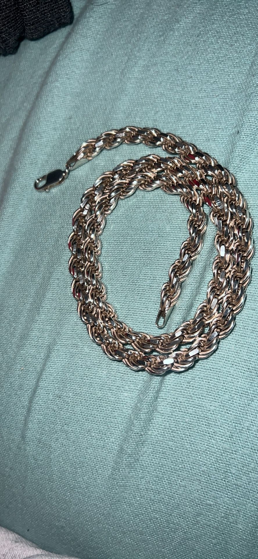 Thick Rope Chain 18inc Real Sliver