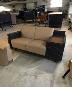 Modern Beige Vinyl Loveseat (Built-In Storage) – Starting from $650