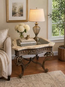 Marble and Glass Top End/Side Table