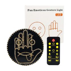 Funny LED Smiley Face Light with Remote Control, Multifunctional Warning Gesture Light