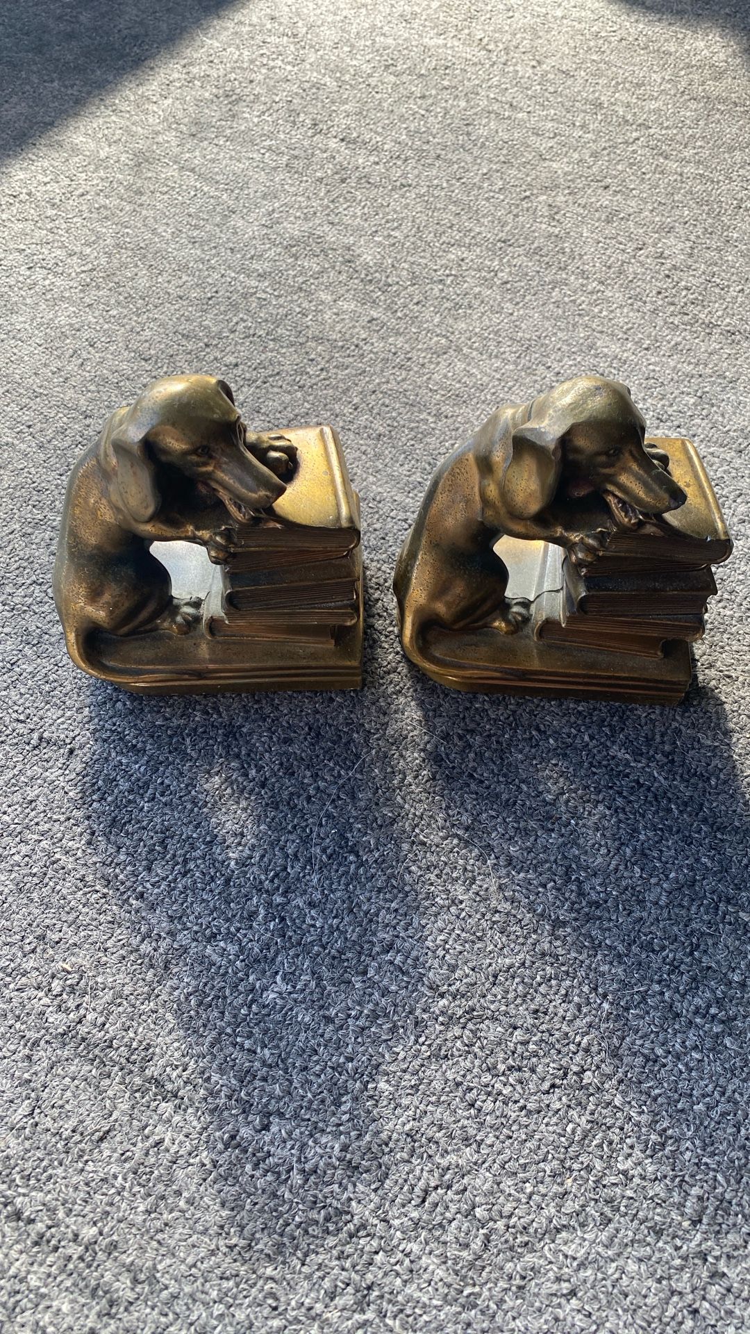 2 Brass Book Ends Dachshunds