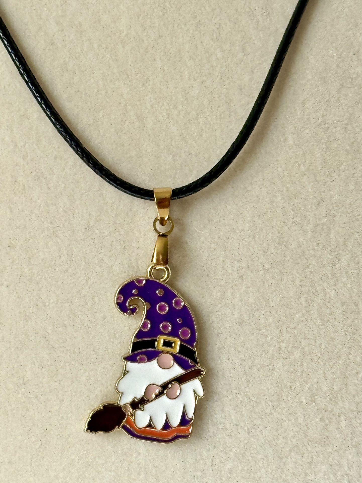 Halloween Witch Gnome Necklace 