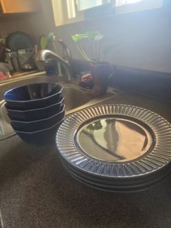 Blue Plates and Bowls