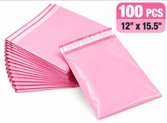 Pink Poly Mailer Bags 12x15.5 – 100 Pack