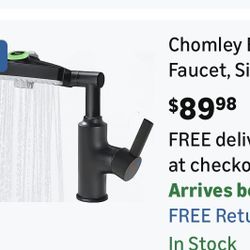 Rotatable Rain Faucet with LED Temperature Display, Single Hole 360° Bathroom, 3 Water Modes, black