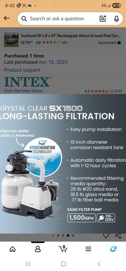 - 1500 GPH Sand Filter Pump