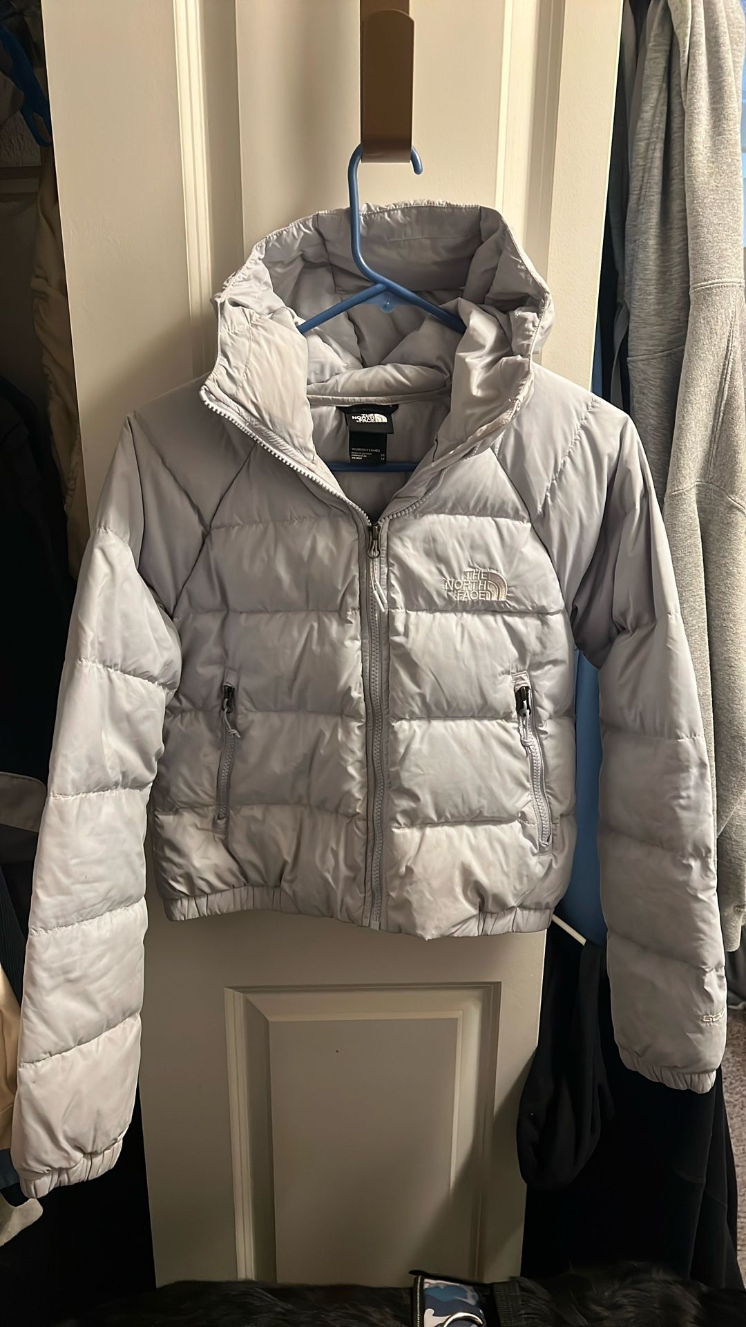 Grey NorthFace Puffy Jacket