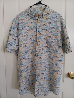 Woolrich Short Sleeve Marlin Print Button-Down Shirt
