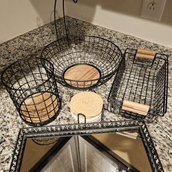 6 piece-Black wire kitchen organization set