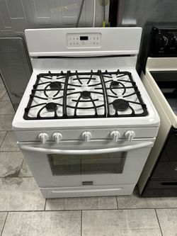 Frigidaire 30 Inch Gas Stove Five Burners With Self Clean White Color 