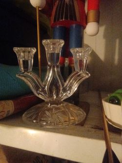 Vintage Crystal 3-Arm Candleholder 1930's pinwheels stars and petals