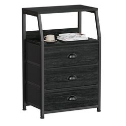 Furnulem Black Night Stand, Small Dresser for Bedroom, Nightstand