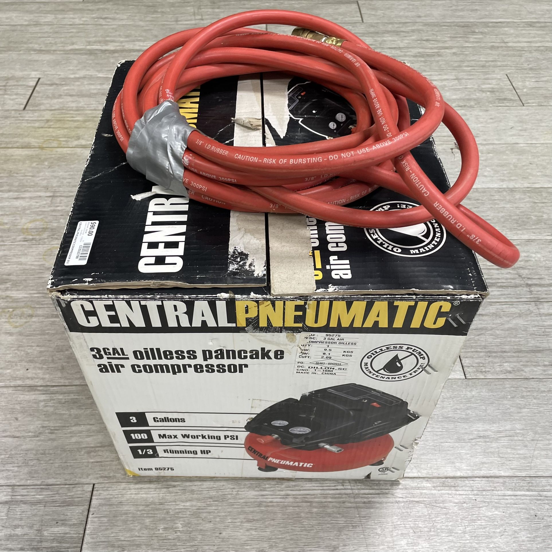 Central Pneumatic 3 Gal 100 PSI Air Compressor