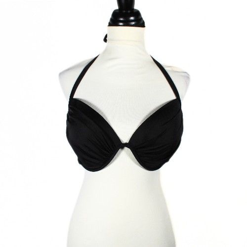 Black Halter Bikini Top With Padding And Underwire Approx Size Xl