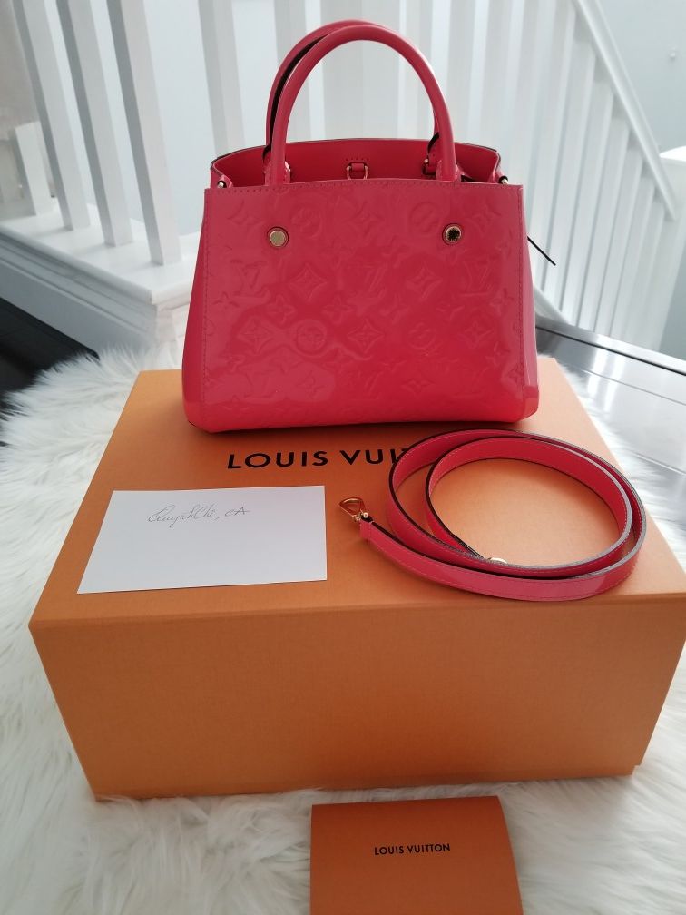 LOUIS VUITTON ROSE LITCHI VERNIS MONTAIGNE BB