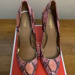 Coach Harlee Two Tone Snake Orange-Pink Pumps 4in heel new size 8