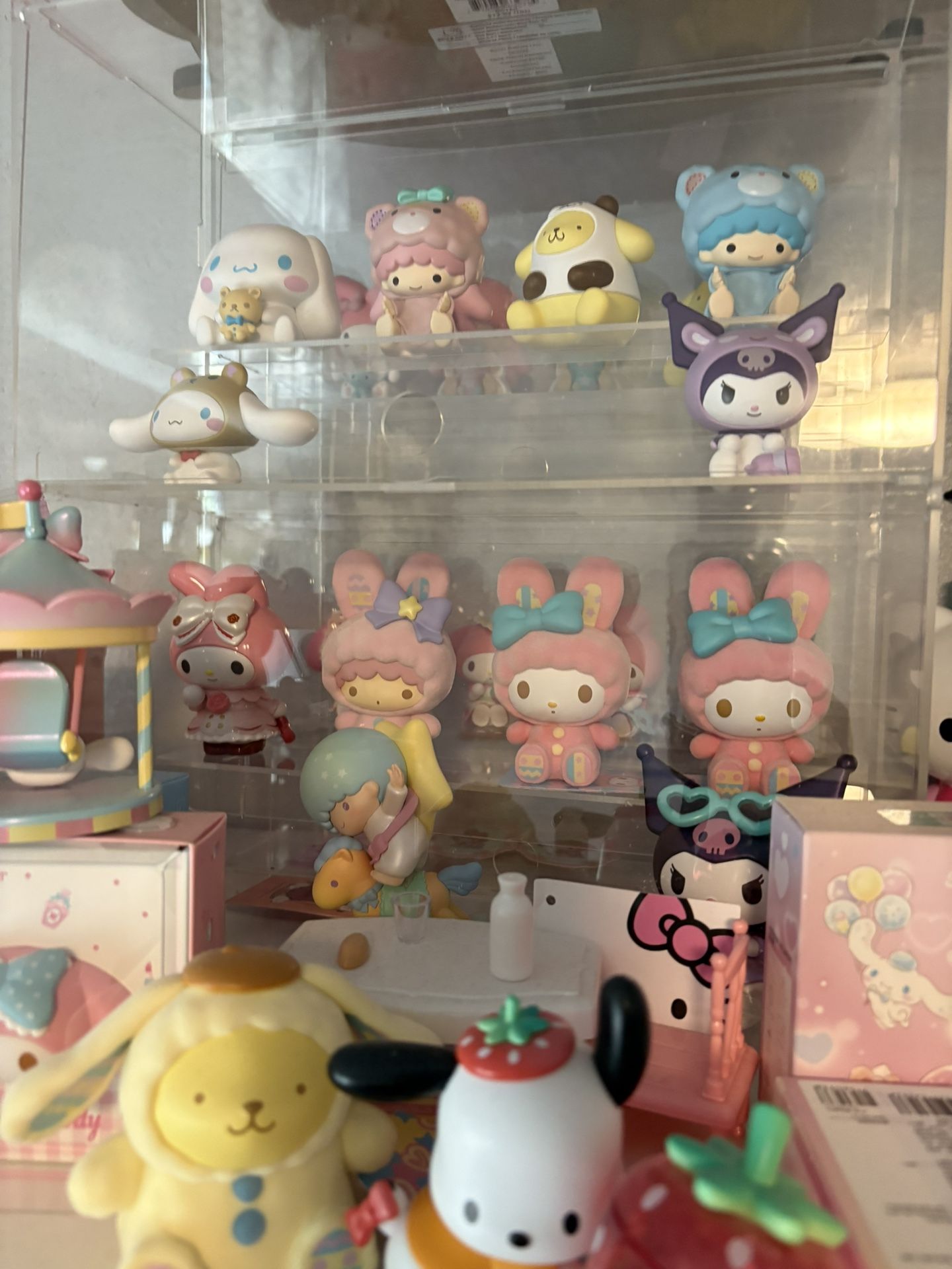 Sanrio figures inside case