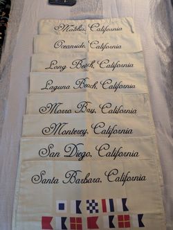 8 Nautical Place Mats With Coordinates Of Each Beach