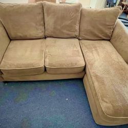 Beige Microfiber Reversible Sectional Sofa