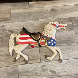 Large Lillian Vernon wall plaque horse patriotic Fourth of July