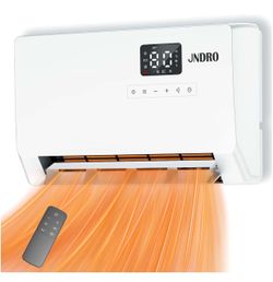 JNDRO wall heater with thermostat and remote control 1500W silent electric wall heater, LED display, ECO mode, 60°/90°/120° oscillation