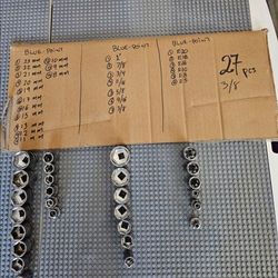 27 Pcs Mixed SNAP ON Blue Point Sockets.  Size On Picture