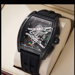 Brand New Men’s Black skeleton style face watch